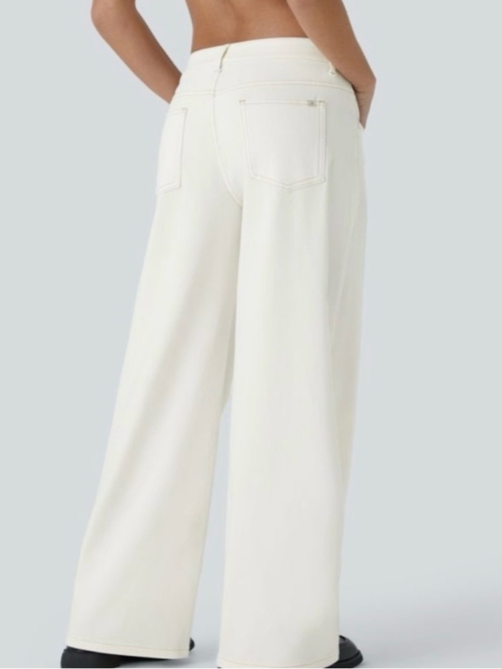 Title: Halara Flex™ High Waisted Wide Leg Jeans Beige Med Petite - Picture 3 of 8